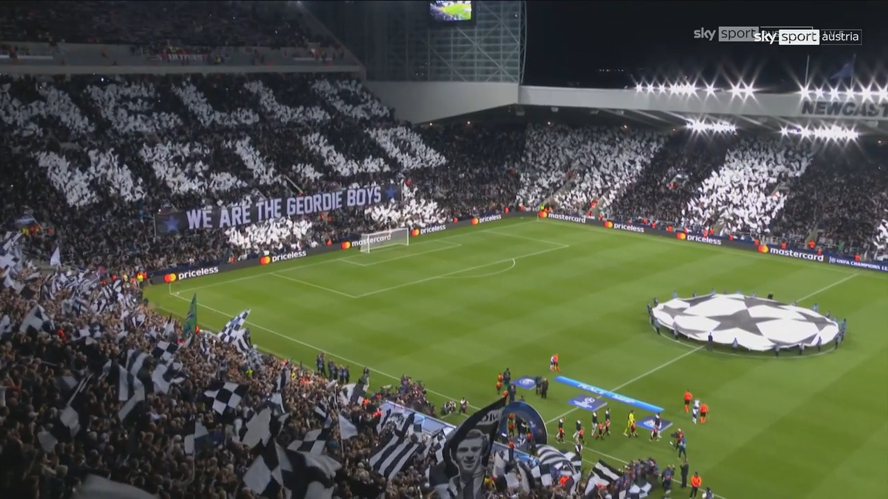 Erstes CL-Heimspiel seit 20 Jahren! Newcastle-Fans mit Gänsehaut-Choreo -  Sky Sport Austria